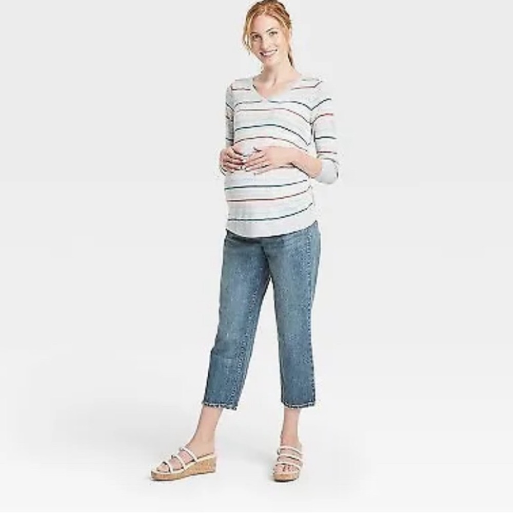New Isabel Maternity Women's Maternity Blue Denim Jeans with Belly Panel sz 8 - Picture 5 of 9